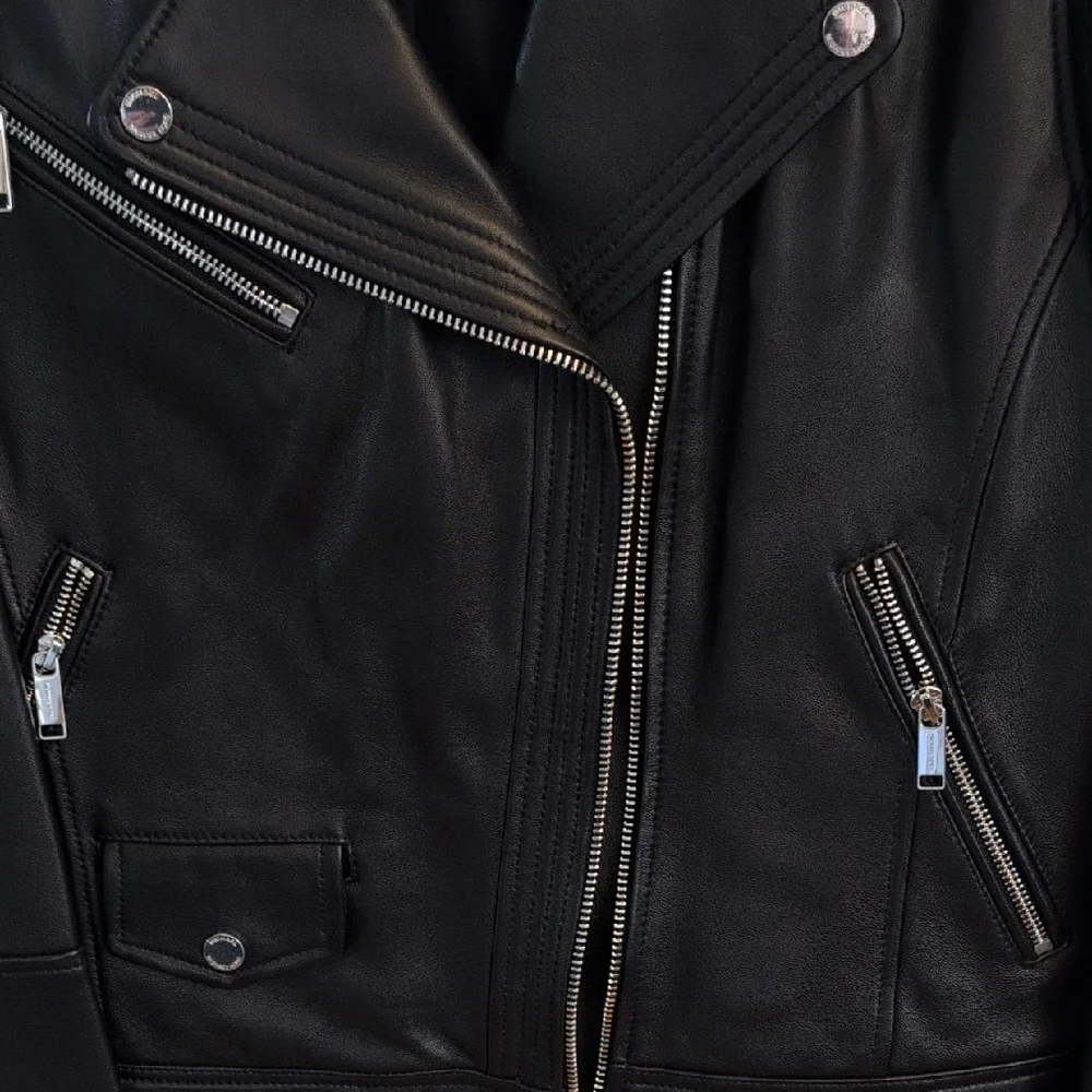 Michael Kors Black Leather Jacket - Picture 4 of 11